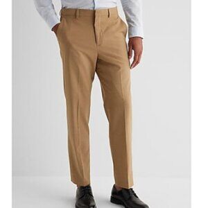 Express Mens Classic Tan Wool-Blend Modern Tech Suit Pant Tan 34x32